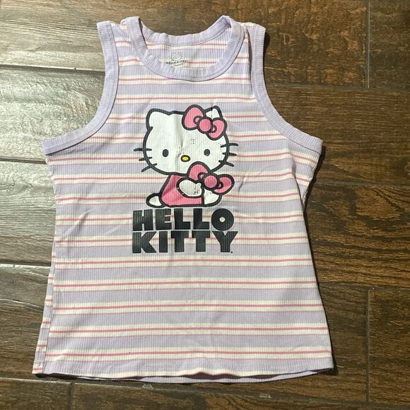 Hello Kitty Striped Kids Tank Top - Pink and White Size XL (15-17) - Picture 9 of 9